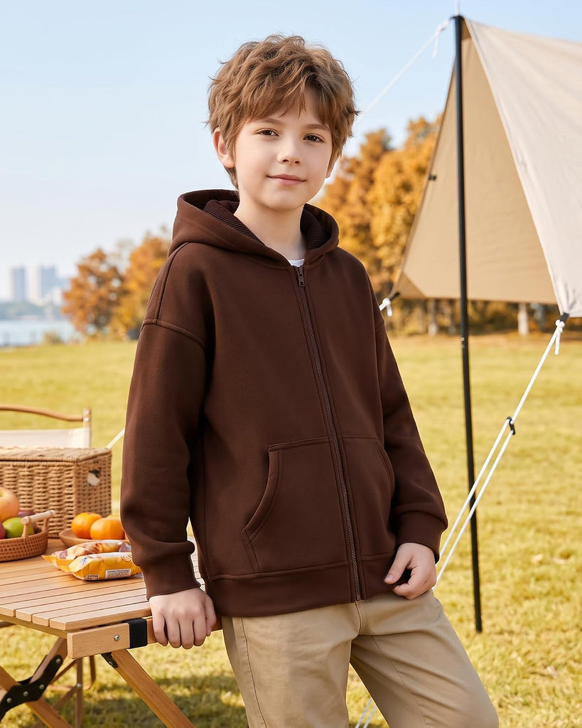 Kids Full Zip Up Hoodies Unisex Long Sleeve Soft Warm Sweatshirts
