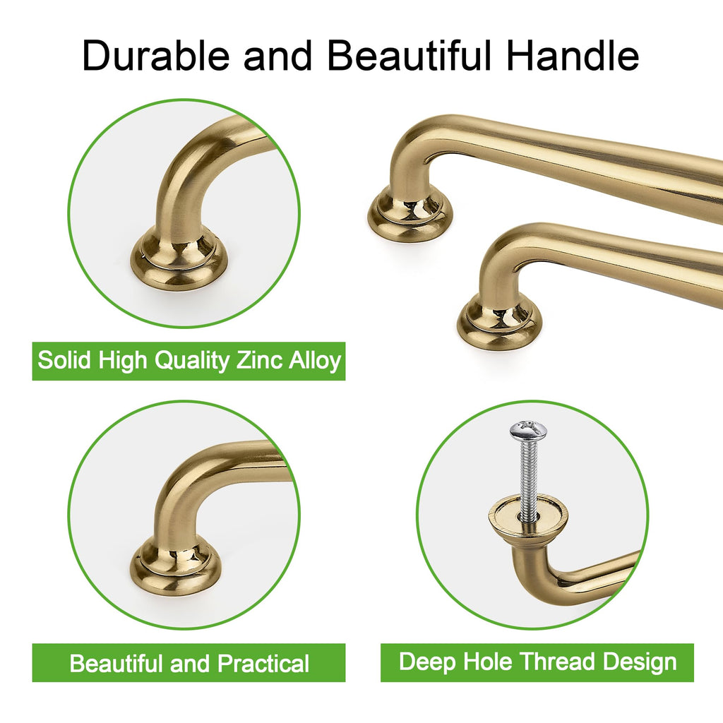 10 Pack Solid Champagne Bronze Cabinet Pulls-5"/128mm Screw Spacing