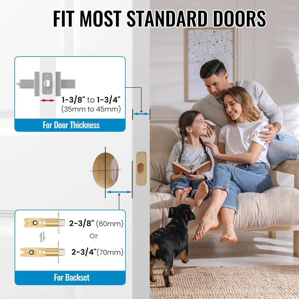 10 Pack Privacy Door Interior Handle with Lock Square Lever Bathroom
