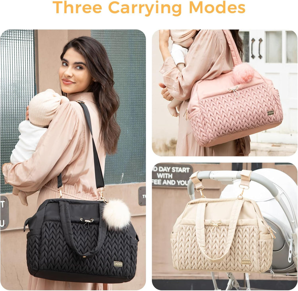 Asha Diaper Bag Tote For Daily Use, Travel Shoulder Diaper Bag With Long Strap