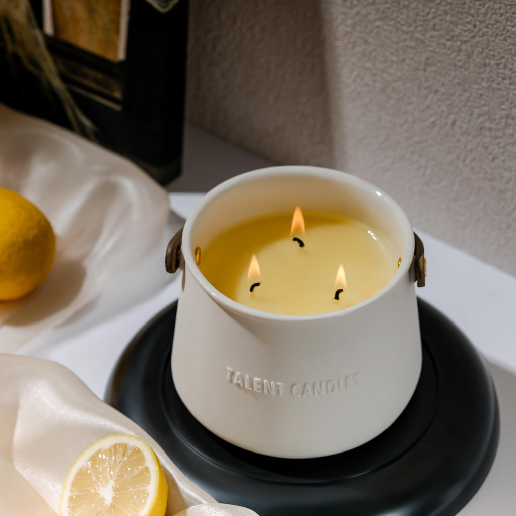 Candles Scented - Scandinavian Style 3 Wick Candle - Long-Lasting Ceramic Candle Jar - Soy Candles Non Toxic with