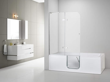 Ella Laydown 32x72 Air Massage Walk-In-Bathtub Left Drain, Bi-Fold Shower Screen