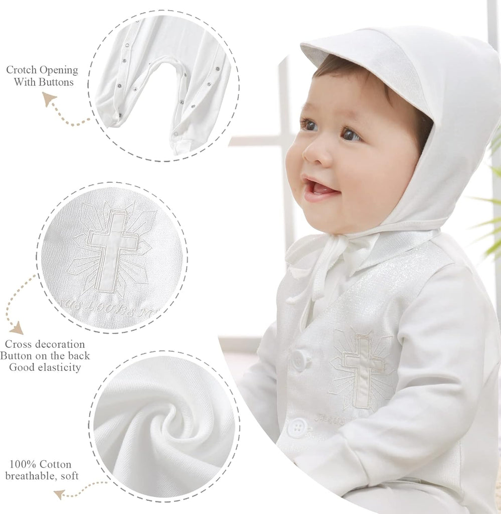 Boy Baptism Outfits White Romper Fall Clothes Christening Gifts