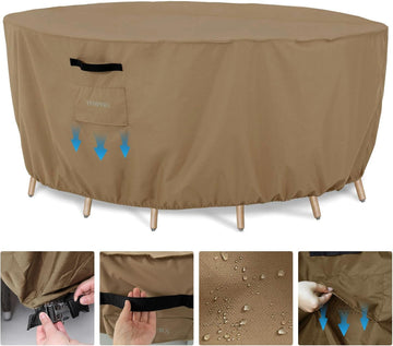 Round Patio Furniture Cover - Outdoor Table & Sectional Sofa Set Cover, Tear Resistant & Anti-UV, Waterproof - 72"D x