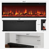50-inch 3-Sided Wall Mount Electric Fireplace, Recessed & Built-in Design with Wi-Fi/Remote, 1500W Heater