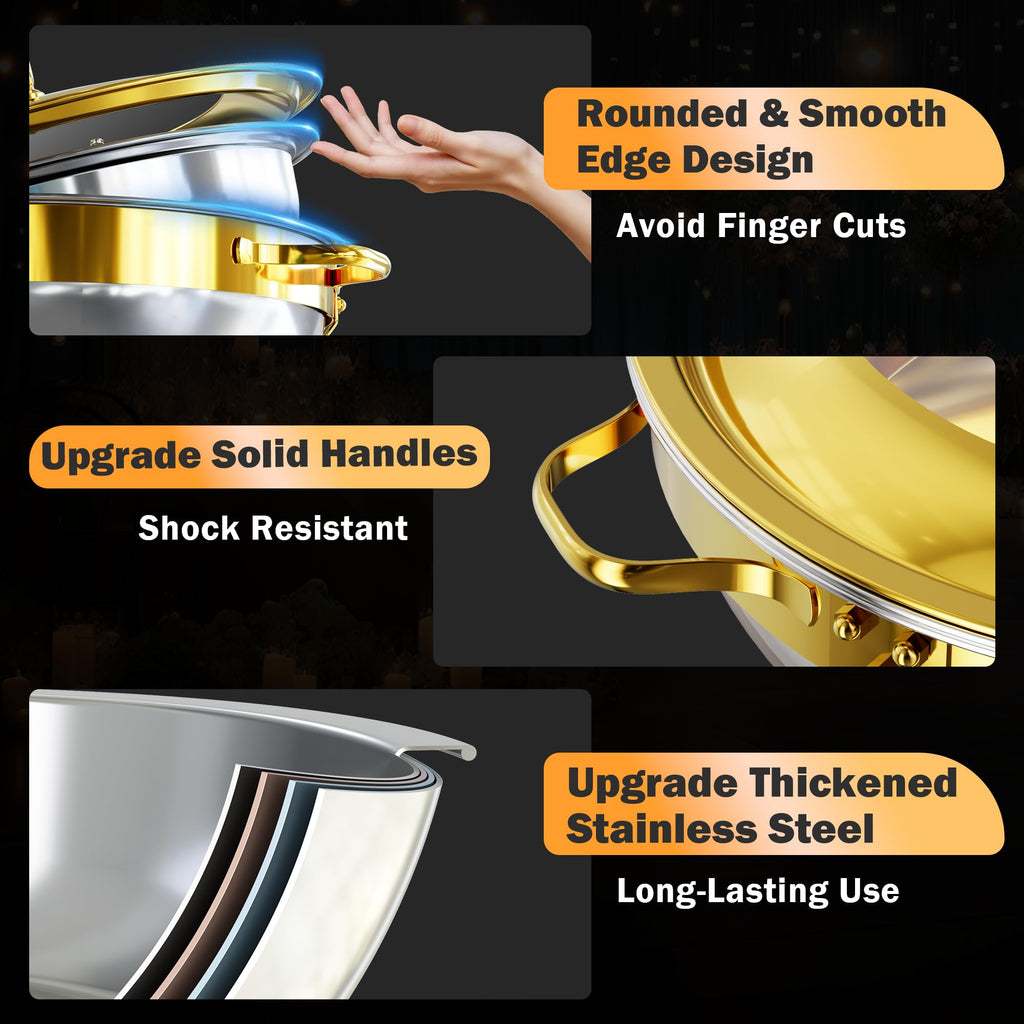 Chafing Dishes for Buffet 6QT, 2 Pack Round with Glass Lid