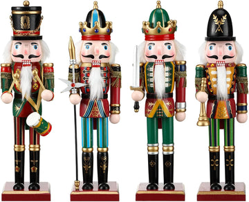 4 Pcs 12 Inch Christmas Nutcracker Figures Wooden Soldier