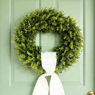 24in Boxwood Wreath for Front Door,Green Wreaths,Greenery Summer Wreath for All Season,Farmhouse, Outdoor, Porch