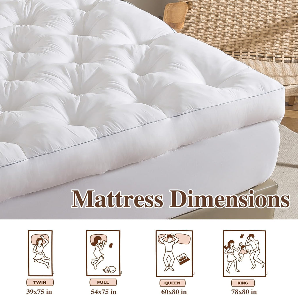 5 Inch Memory Foam Mattress Topper (Full, 54x75), Deep Pocket | 2000GSM Fluffy Shredded Memory Foam Filled, Extra
