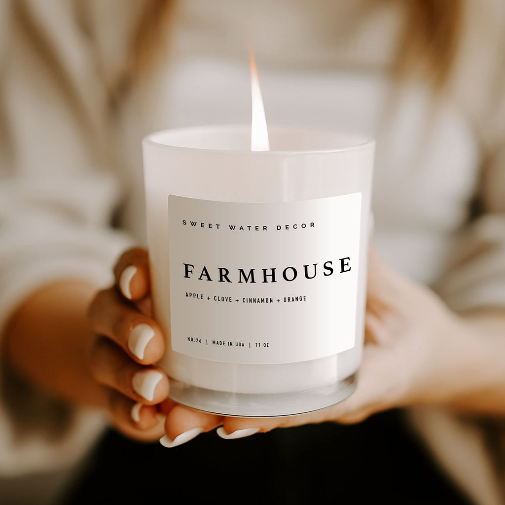 Soy Candle, 11oz White Jar, Cozy Fall Aroma