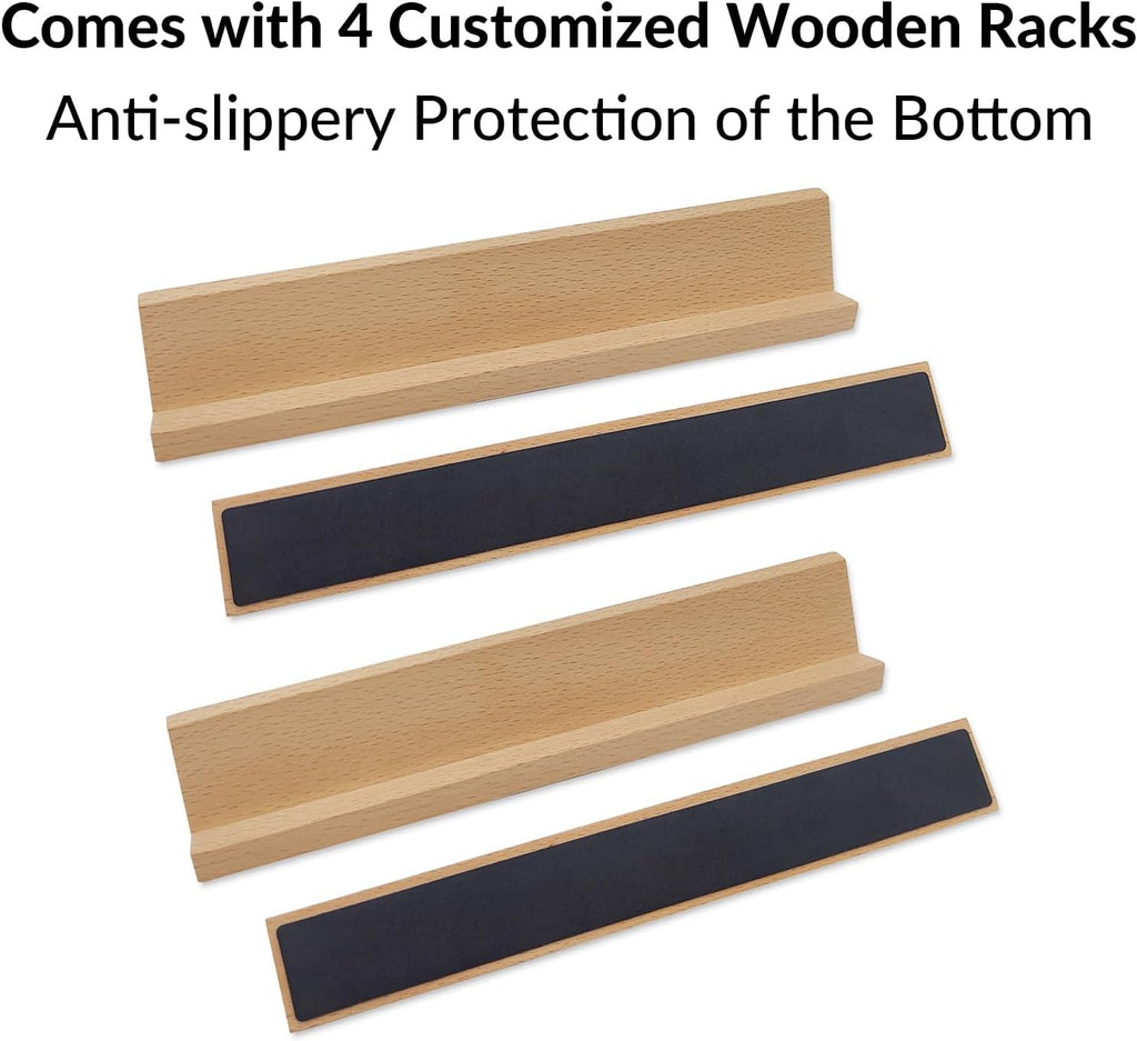 Dominos Set for Adults with 4 Wooden Racks, Double 6 Dominoes Game Set with 28 Colored Domino Tiles Double Six - Set of 32