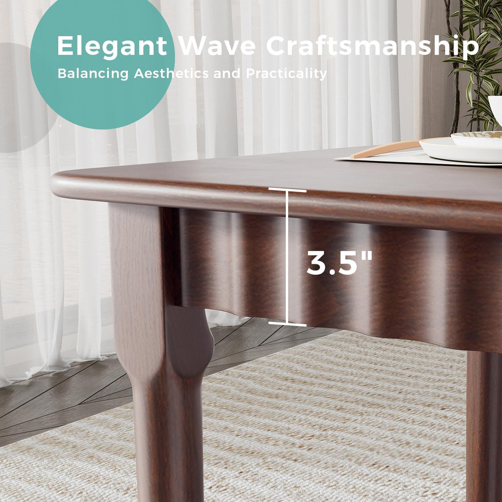 59 Inch Solid Wood Dining Table for 4-6, Farmhouse Kitchen Table with Large Tabletop, Mid Century Modern Table for Dining Room, Living Room, Kitchen, Easy Assembly, Walnut