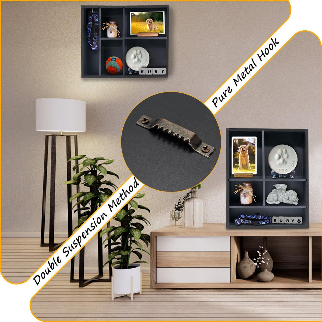 11*14" Solid Wood Pet Memorial Shadow Box Frame with Shelves