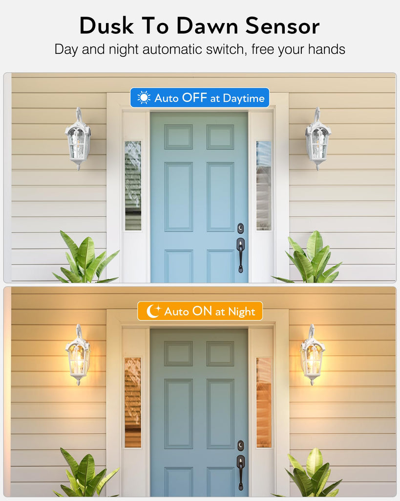 White Porch Lights Outdoor, Dusk to Dawn Light Fixtures Wall Mount
