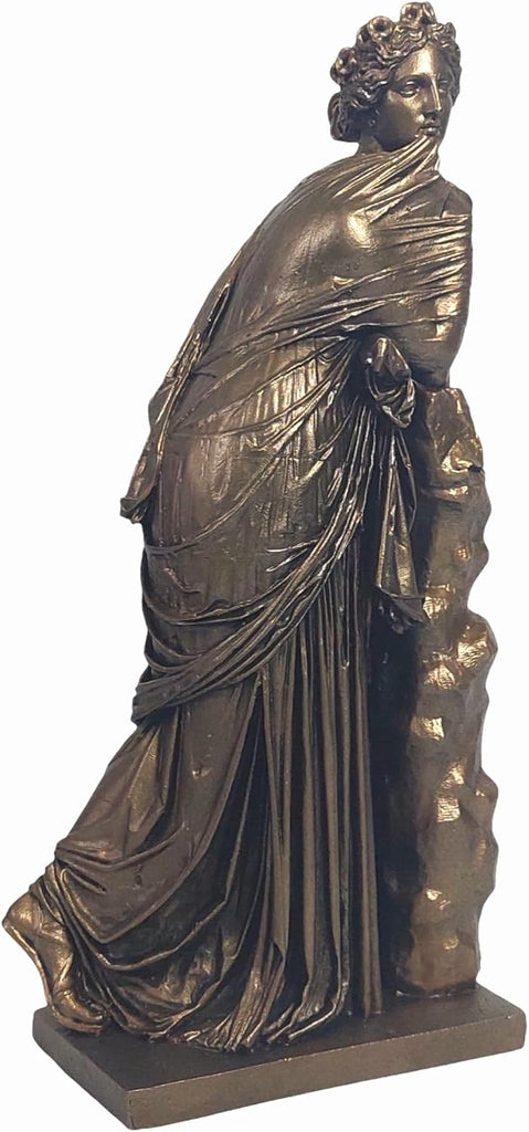 Polyhymnia Muse of Sacred Poetry Alabaster Statue Classical Greek Bronze Finish Sculpture