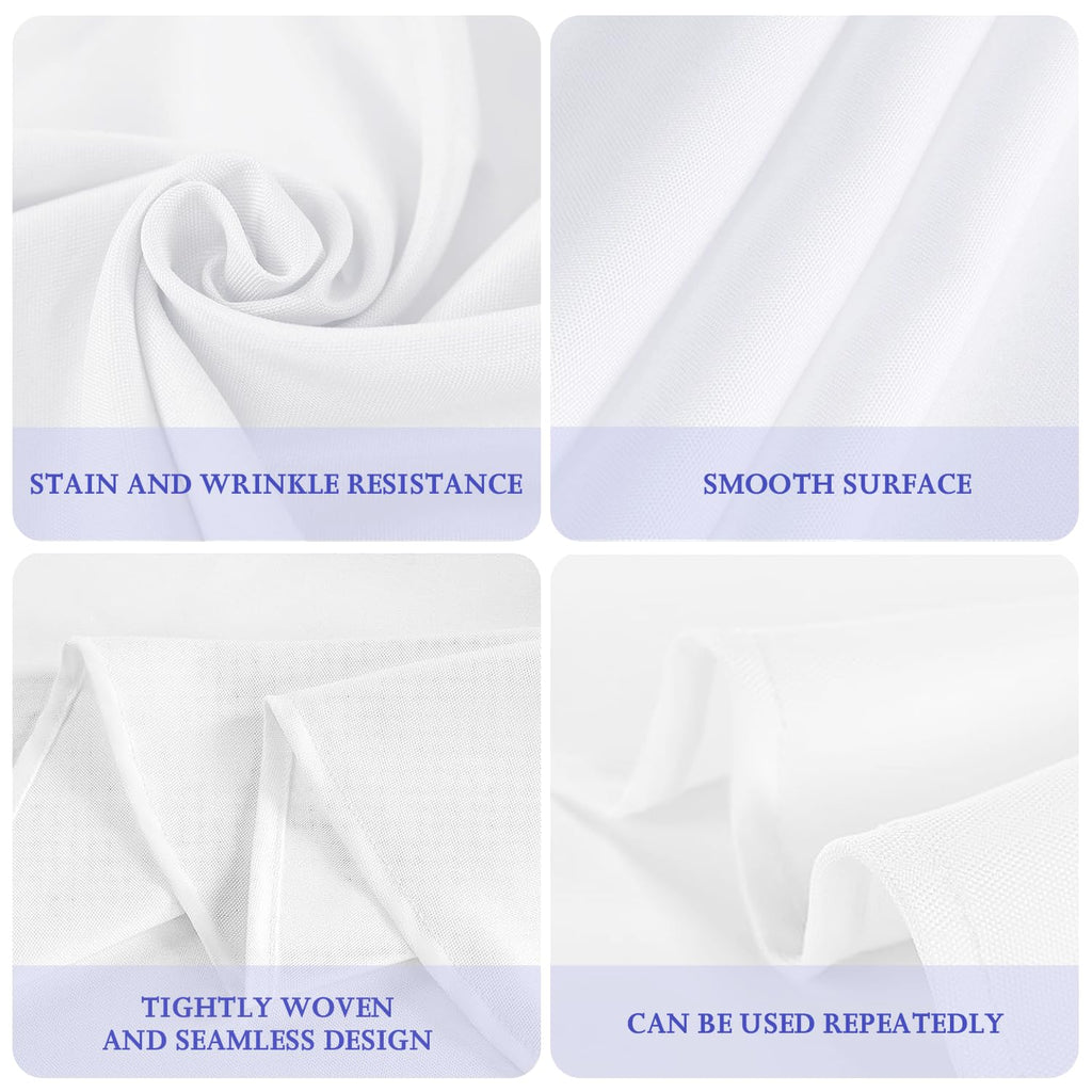 6 Pack White 90 Inch Round Tablecloths. Stain and Winkle Resistant Polyester Washable White TableCloths for Parties