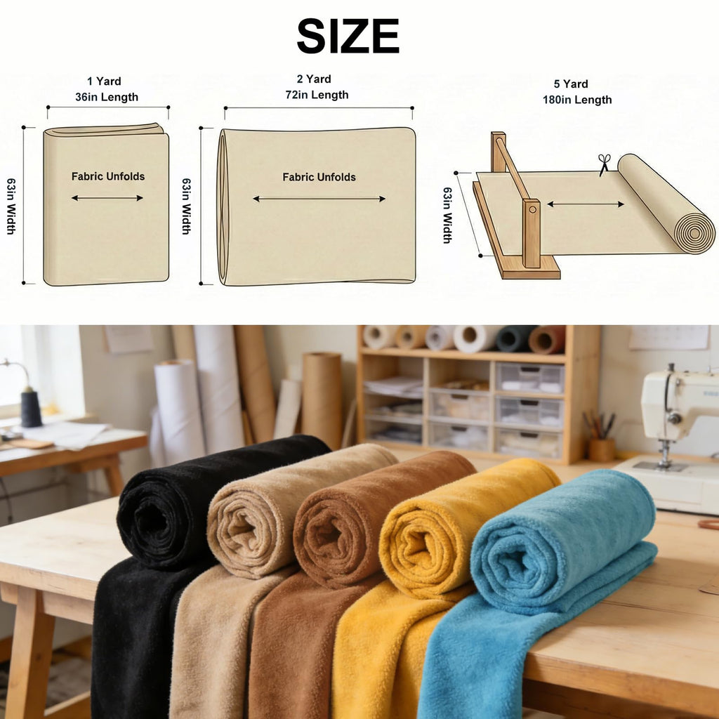 Polar Fleece Fabric by The Yard Soft & Warm Material for Blankets, Clothing, Crafts, Sofa Cushion & DIY Sewing - 63"
