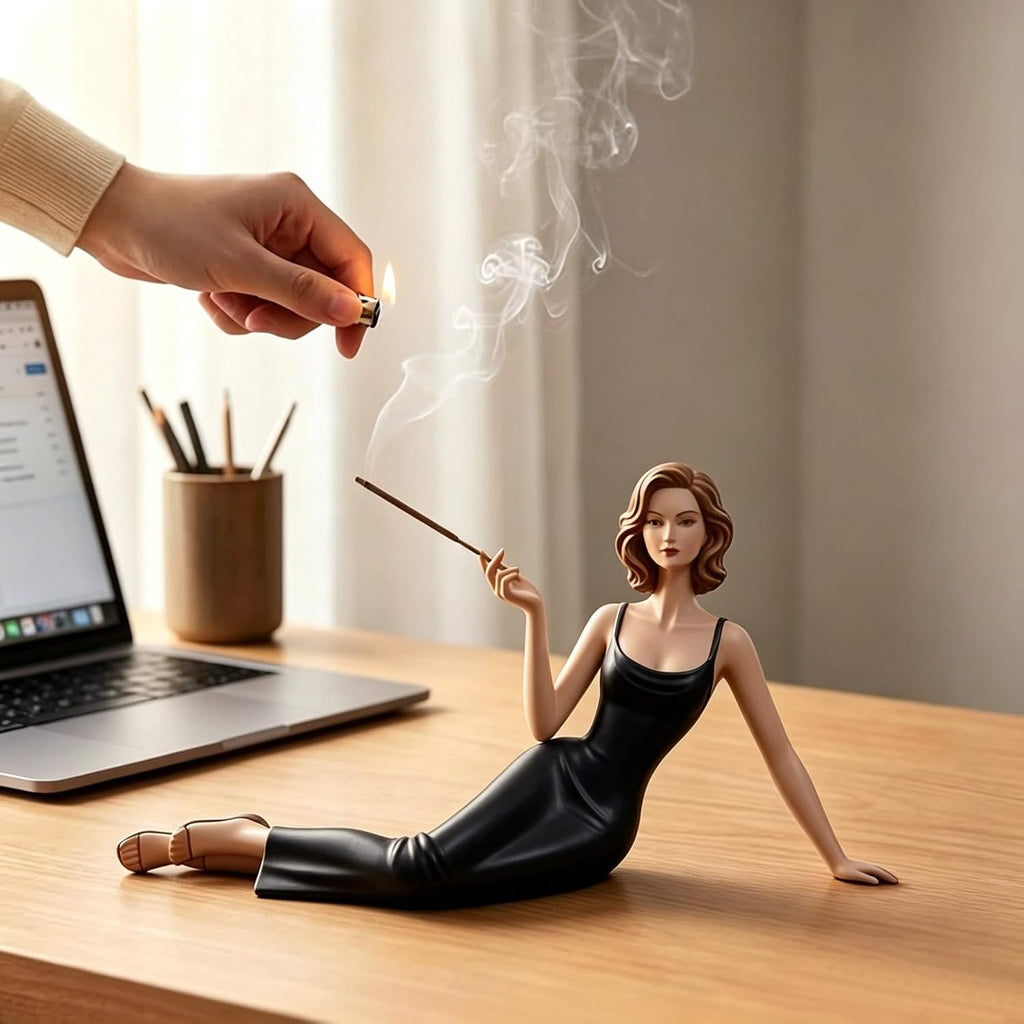Abstract Meditation Female Aromatherapy Statue Incense Burner(Option C)