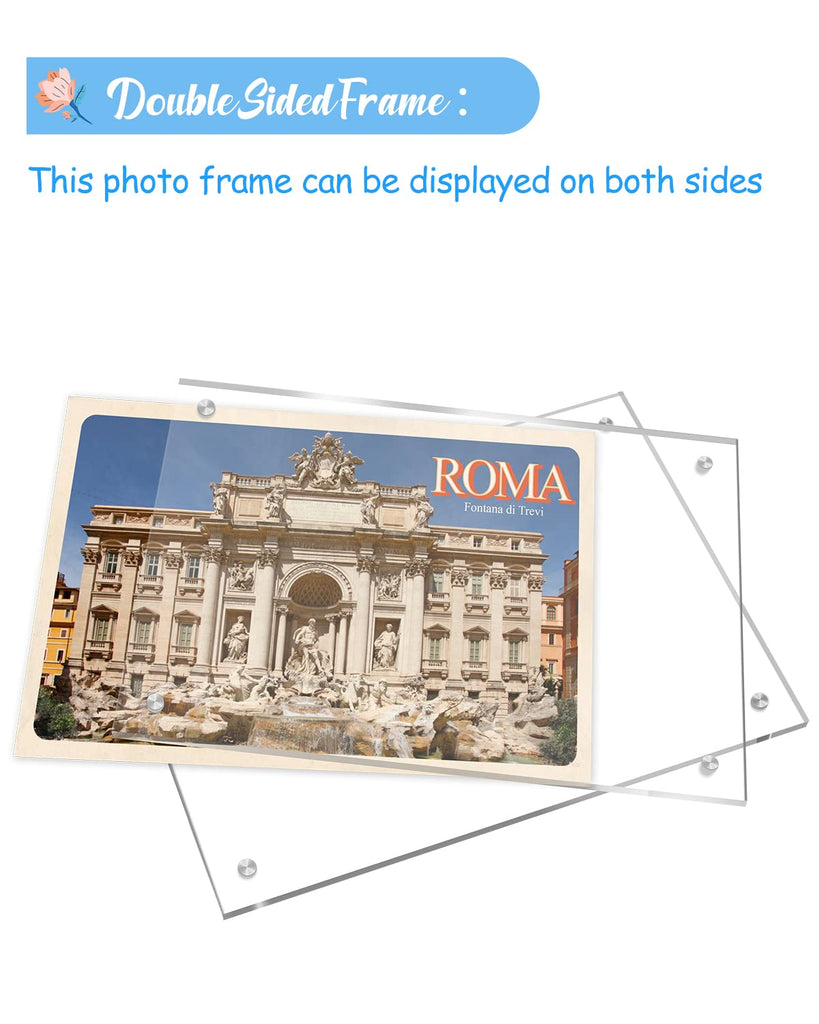 3 Pack 8x10 Acrylic Picture Frames, Double Sided Magnetic Display