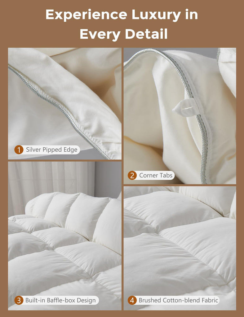 Goose Feather Down Fiber Comforter, 90x90, Medium Weight, 8 Tabs
