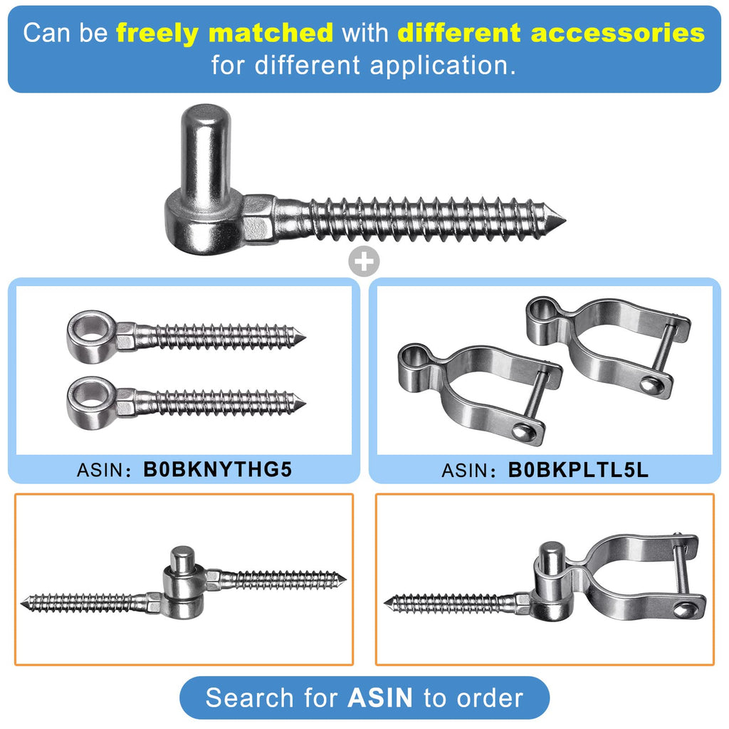 304 Stainless Steel Gate Hinge, 5/8" Pin Heavy Duty Lag Screw Hinge for Wooden Fence & Farm Gate, One-Piece Molding