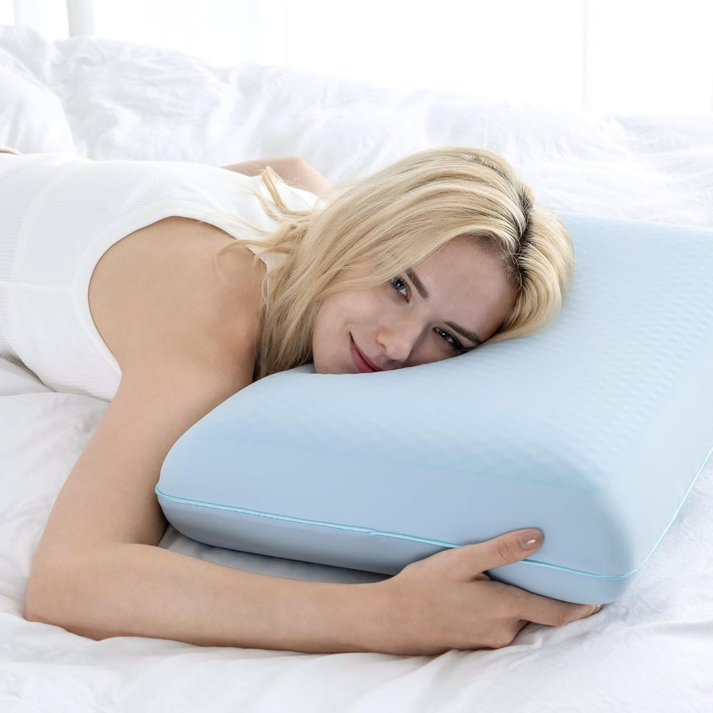 Cooling Gel Memory Foam Pillow, Reversible Design, Neck Support | For Side, Back & Stomach Sleepers, Removable