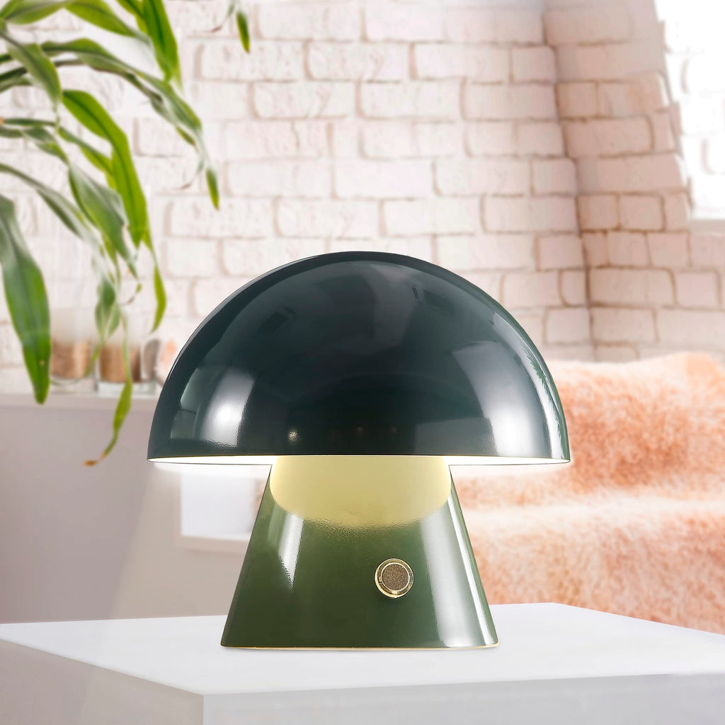 Porcini Mushroom Table Lamp 7" Rechargeable LED, Forest Green