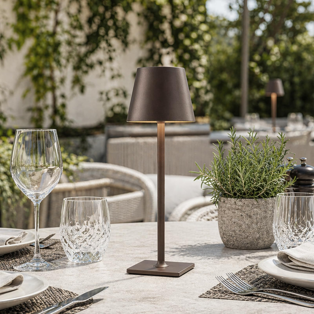 Cordless Table lamp Brown 2pack for Restaurant Home Dinner Dining Kitchen Outdoor Patio,Waterproof & Portable