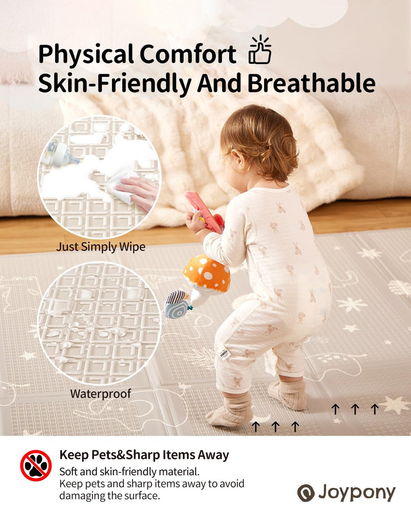 Play Mat, 59 x 79 Inch Foldable Play Mats for Babies and Toddlers, Waterproof & Anti-Slip Portable Floor Mat