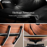 Mid-Century Modern Lounge Chair & Ottoman — Premium Top-Grain Leather, Rosewood Base, Extended Chaise