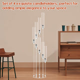 4 Set 8 Arm Acrylic Candle Holder, Mjkeomo 49.2'' Tall Candelabra Centerpieces for Tables Clear Candlesticks Holder