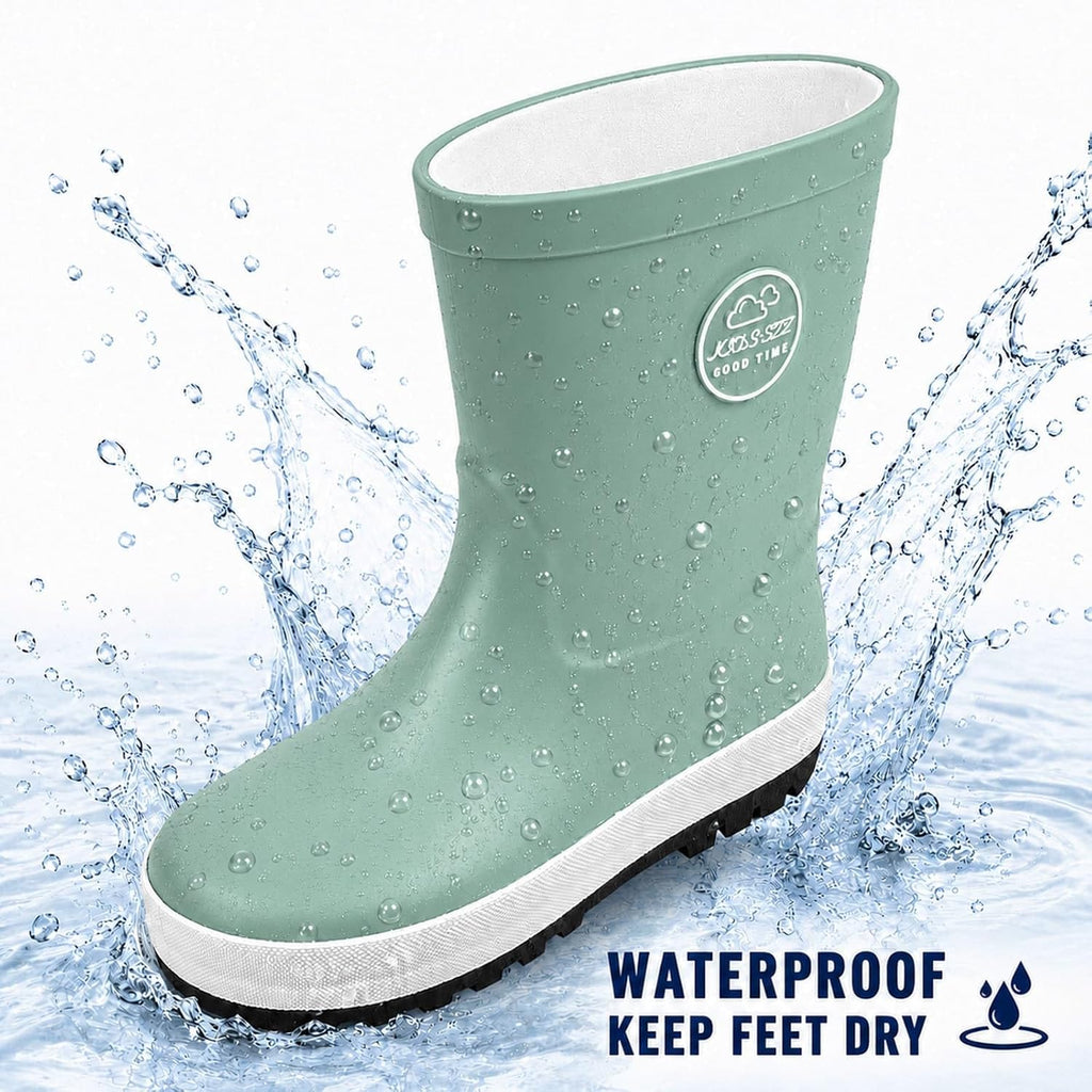 Natural Rubber Kids Rain Boots for Boys & Girls - Waterproof Lightweight Toddler Rain Boots with Non-Slip Outsole