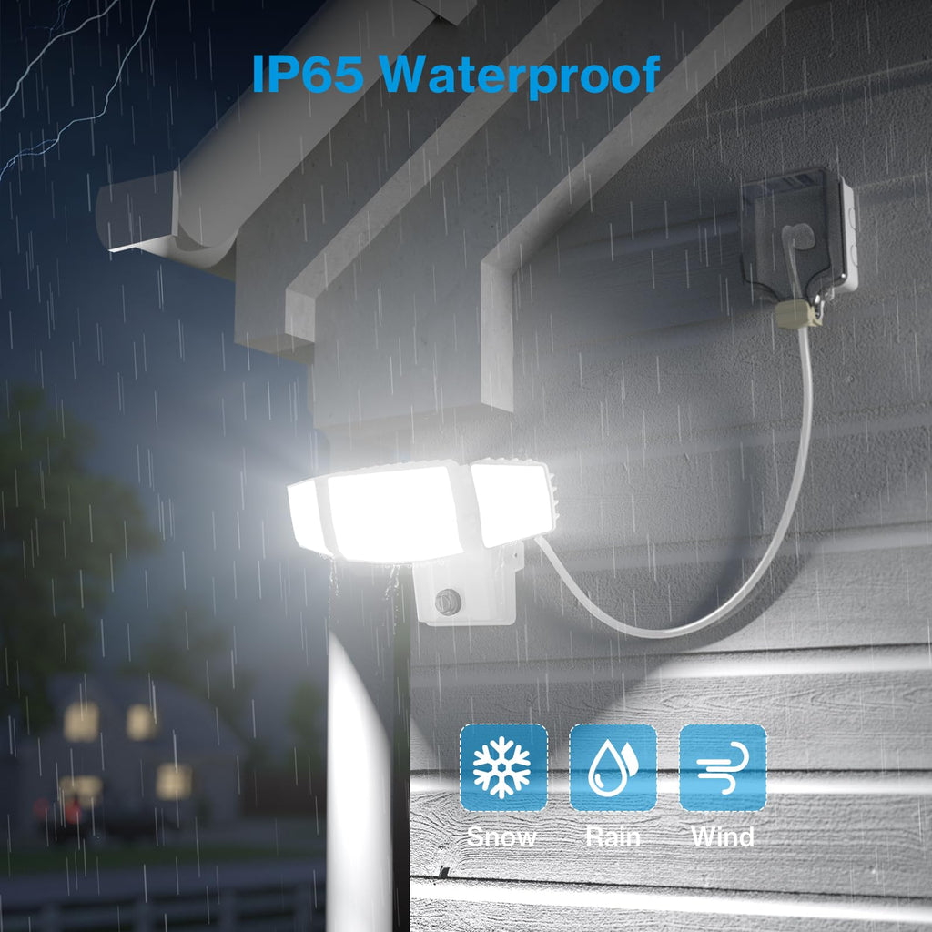 80W Plug in Flood Lights Dusk to Dawn Outdoor Lighting, Exterior LED Security Light with Remote, IP65