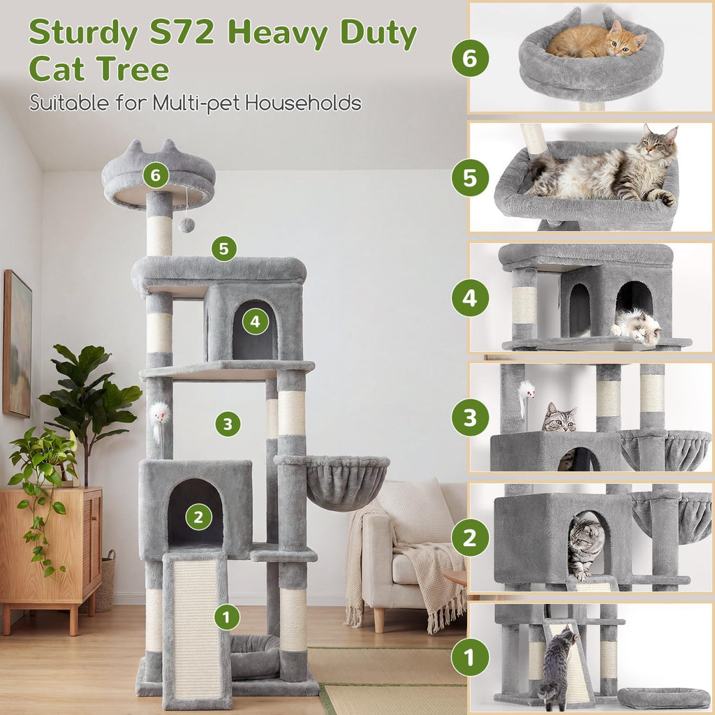 Heavy Duty Cat Trees for Large Cats 20 lbs+, Light Grey