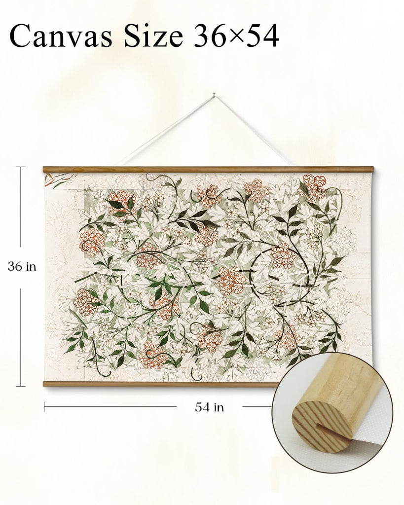 Extra Large Canvas Wall Art - Vintage Botanical Scroll, 36x54 Inch