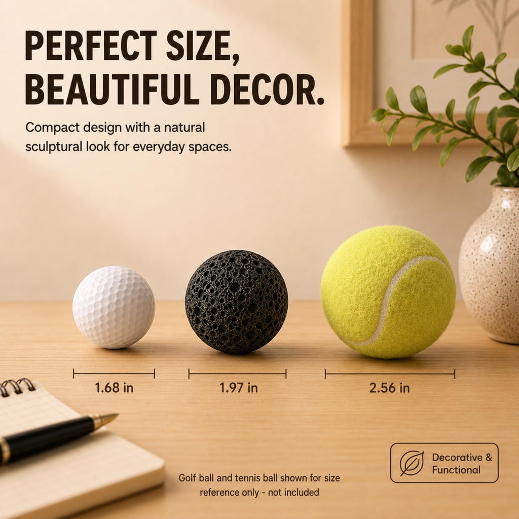 Passive Diffuser for Essential Oils, Lava Stone Ball on Wood Base