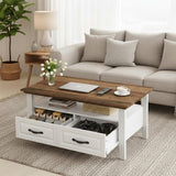 Amada Coffee Table, 39.4" Small Coffee Table with Storage, Open Display Shelf and Hidden Drawers