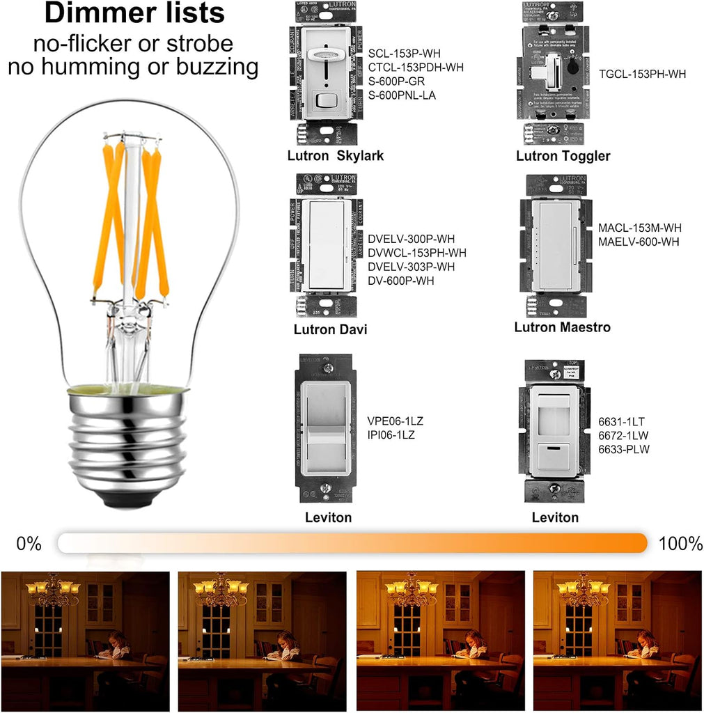 A15 E26 Led Bulb 60 watt,Dimmable,Soft White Light Bulbs,2700K