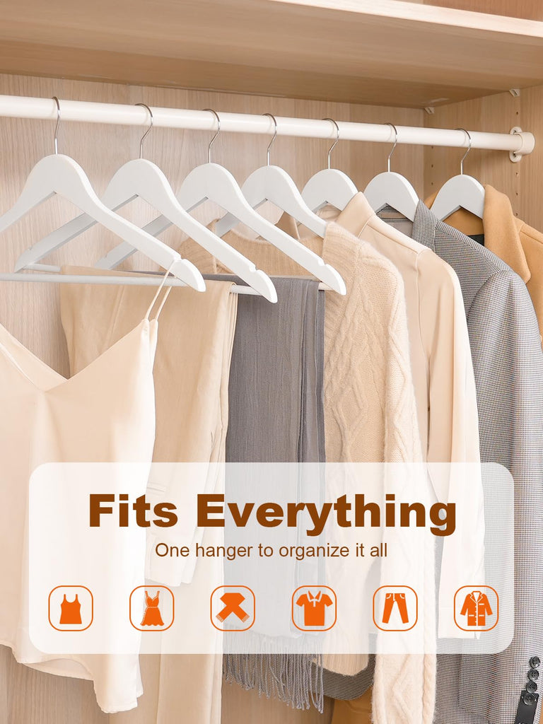 White Wooden Hangers 30 Pack, Heavy Duty Wooden Coat Hangers