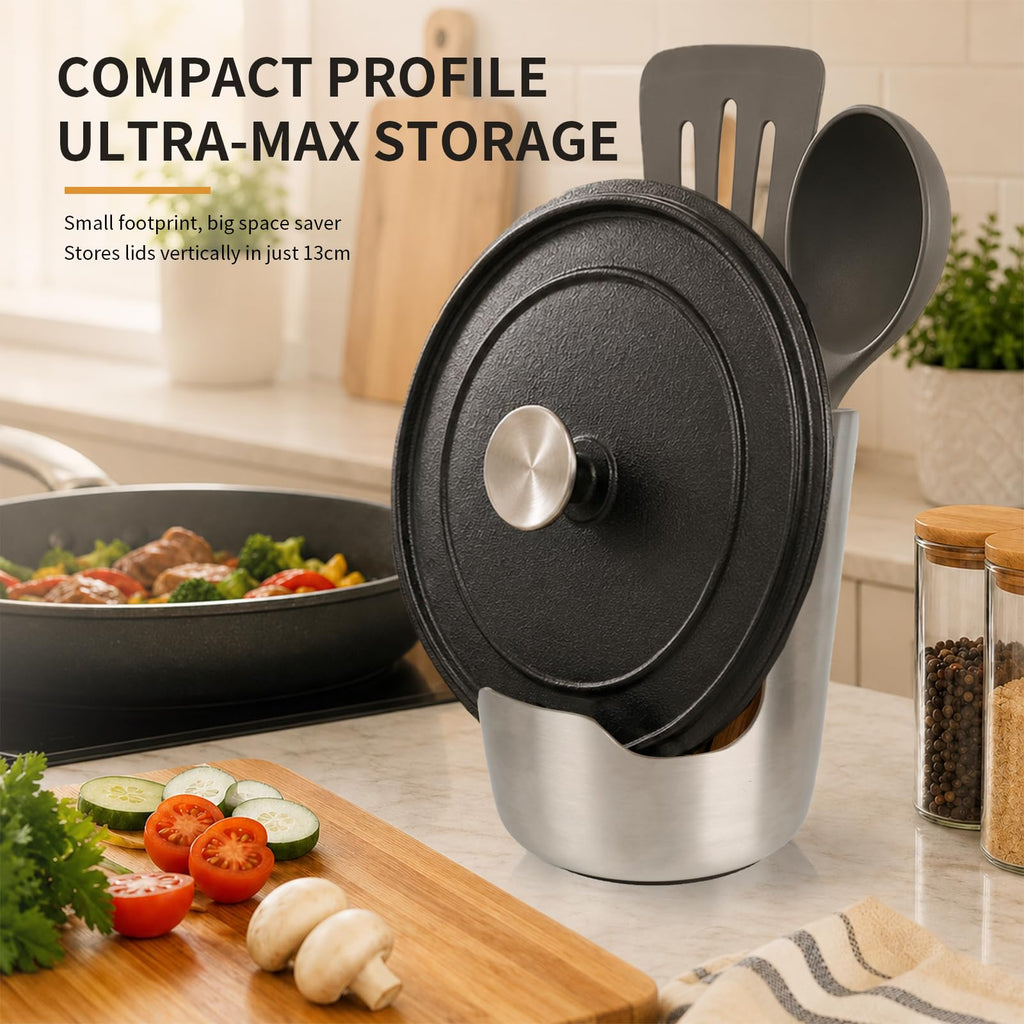 Thickened 304 Stainless Steel Spoon Rest and Lid Holder | Multi-Functional Kitchen Utensil Holder with Curved