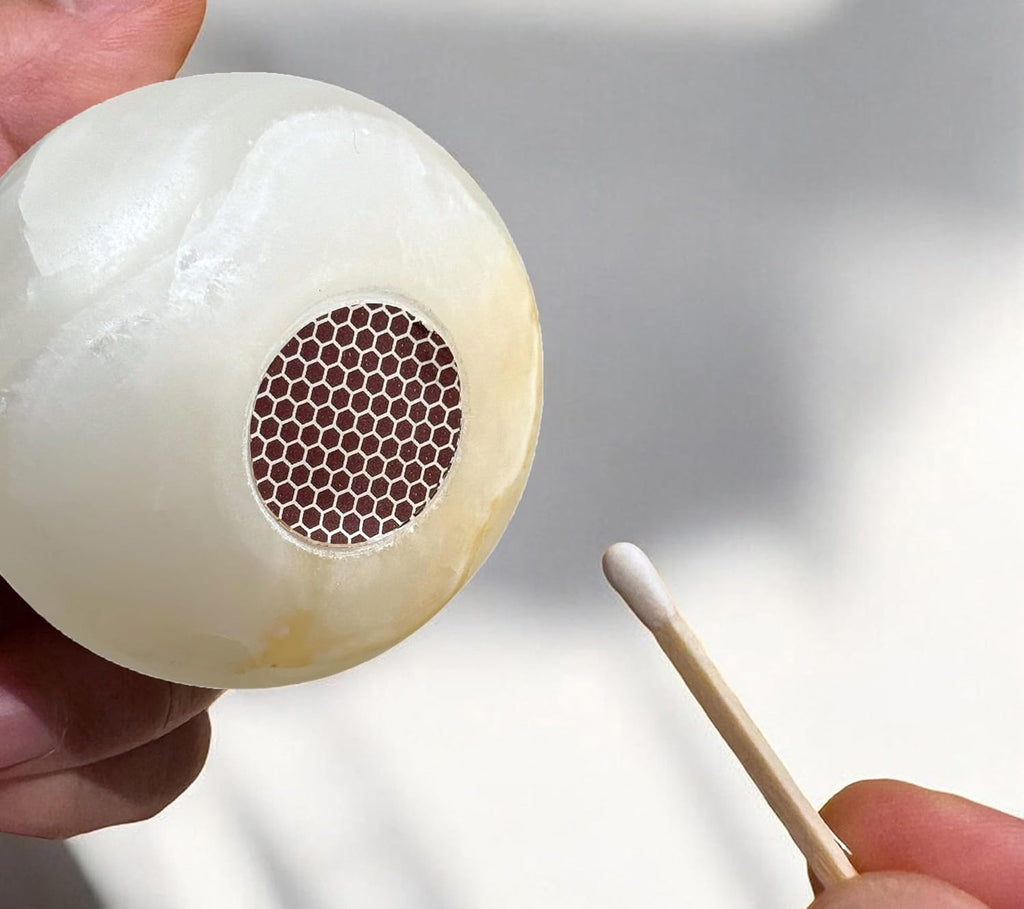White Onyx Toothpick Holder, Match Holder with Striker for Candles, Decorative Natural Stone, Modern Home Decor