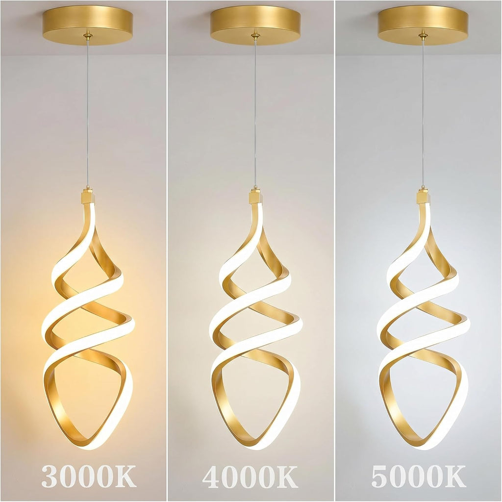Pendant Lights,3 Pack Brushed Gold Pendant Lighting for Kitchen Island,LED Pendant Lights 3 Color Temperature,Modern