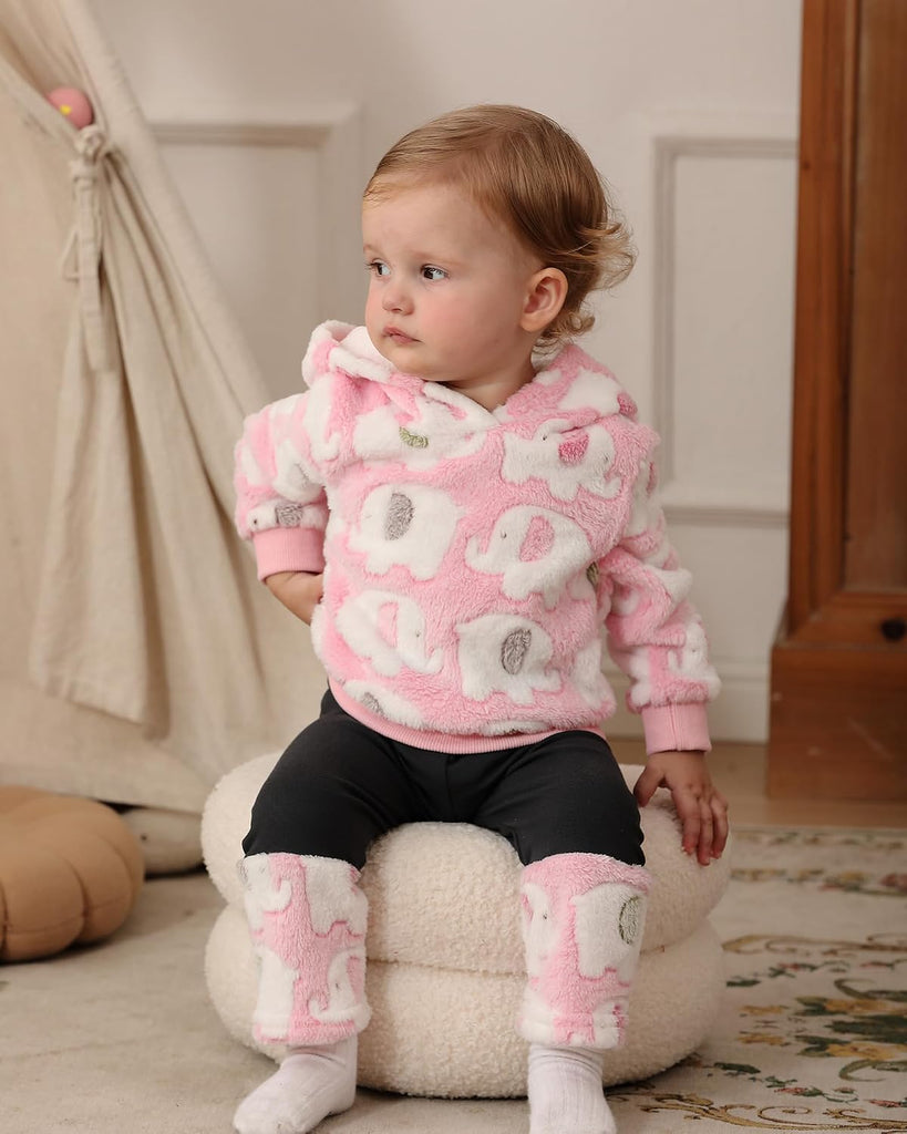 Toddler Girl Clothes Baby Girl Fleece Hoodie Outfits Thick Thermal Winter Leggings 2Pcs Clothing Sets