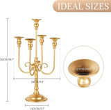 19.7in Gold Candelabra Centerpieces for Tables, 2Pcs Metal Tall Candle Holder for Taper Candles, 5 Arm Candlestick