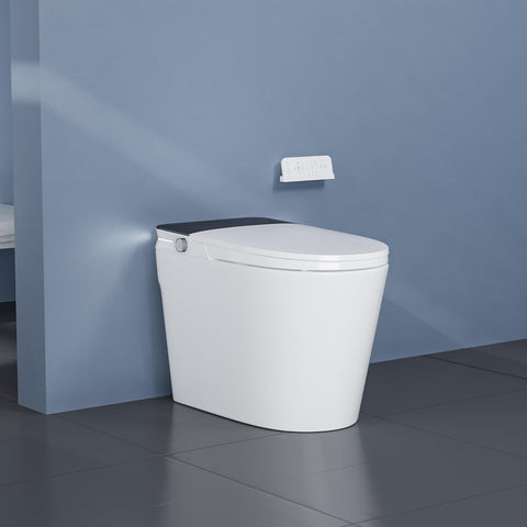 Smart Toilet with ADA Height, Bidet Built-In, Auto-Sensing Flip Lid, Off-Seat Auto Flush, Foot-Sensor