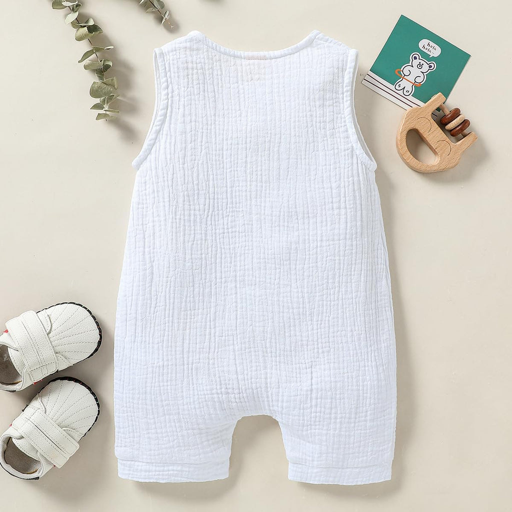 Infant Baby Boys Girls Cotton Linen Romper Summer Jumpsuit Sleeveless Overalls Clothing Set