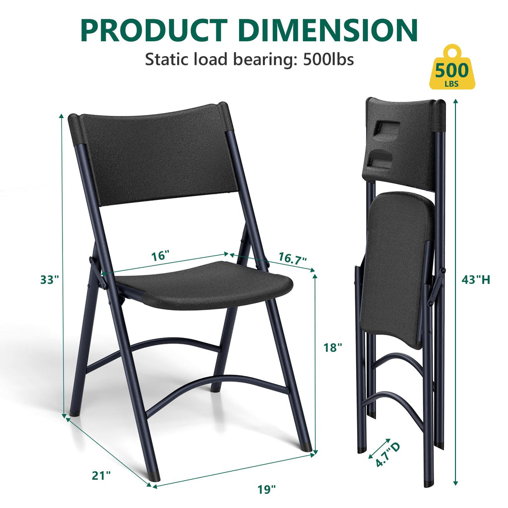 2 Pack Folding Table and 4 Pack Folding Chair, No Assembly Portable Folding Table and Chairs Set, Heavy Duty Event