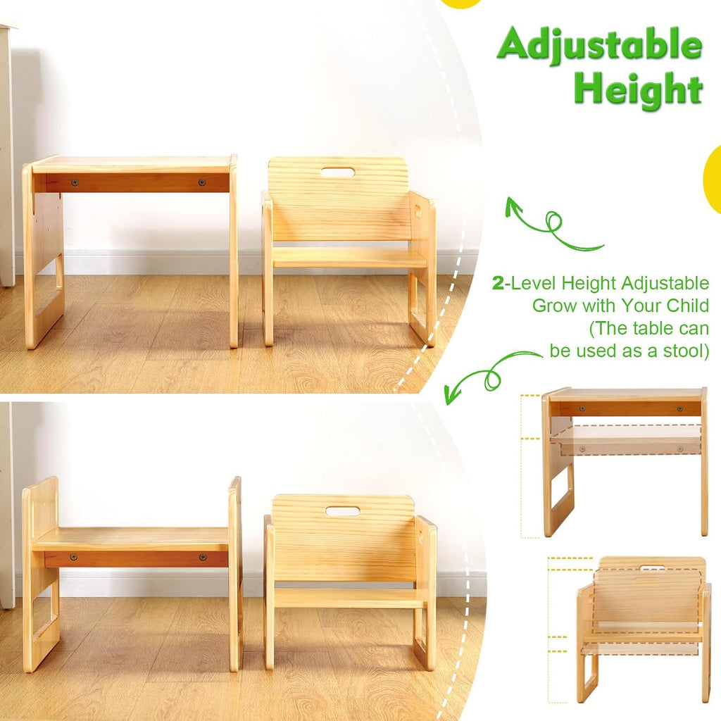 Montessori Weaning Table and Chair Set for Toddlers Age 1-3, Height Adjustable Toddler Table and Chair Set, Cube Kids