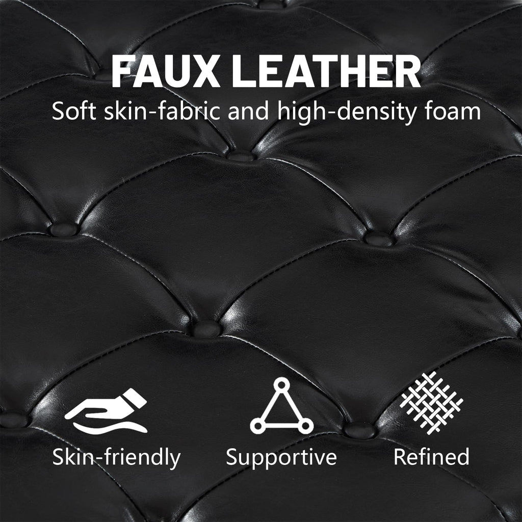 30 Inch Square Ottoman with Storage Oversized Button Tufted Storage Ottoman with Nail Trims Faux Leather Padded Seat
