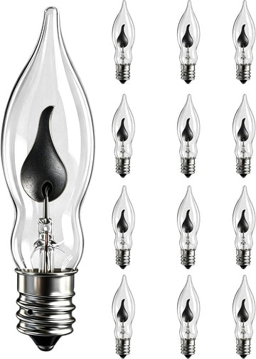 C18 Clear Flicker Flame Bulbs, C7/E12 Base, 1W